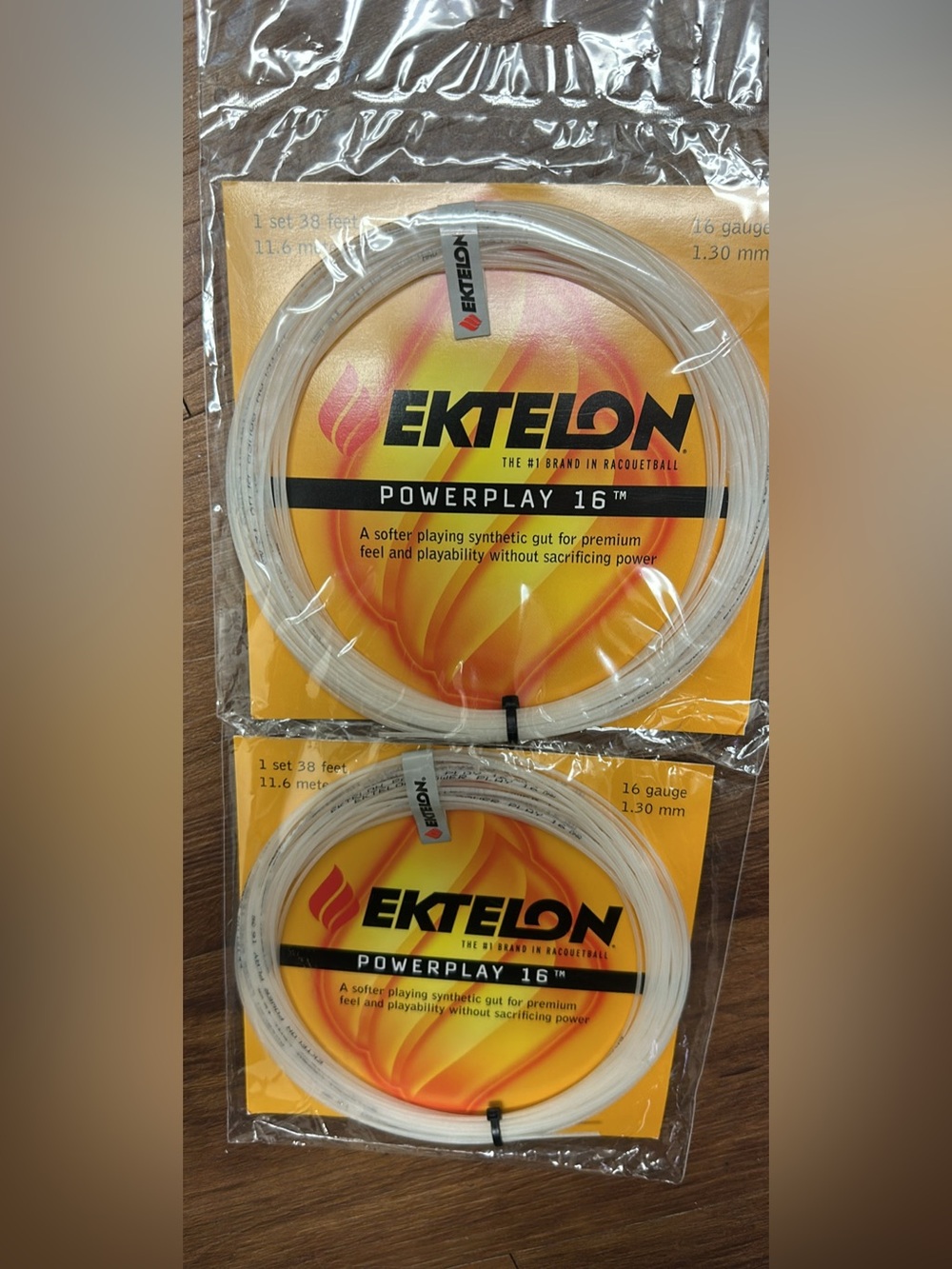 Lot of 2 Ektelon Powerplay 16 Gauge Synthetic Gut Racquetball String Sets (38 ft